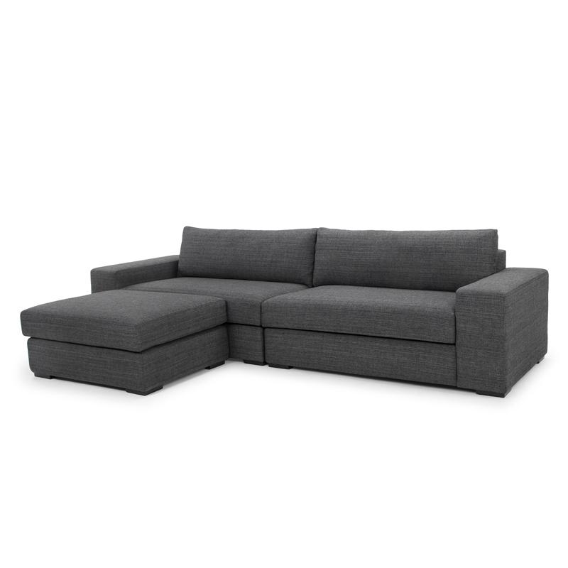 Vera 3 Seater Fabric Sofa With Movable Chaise Metal Grey