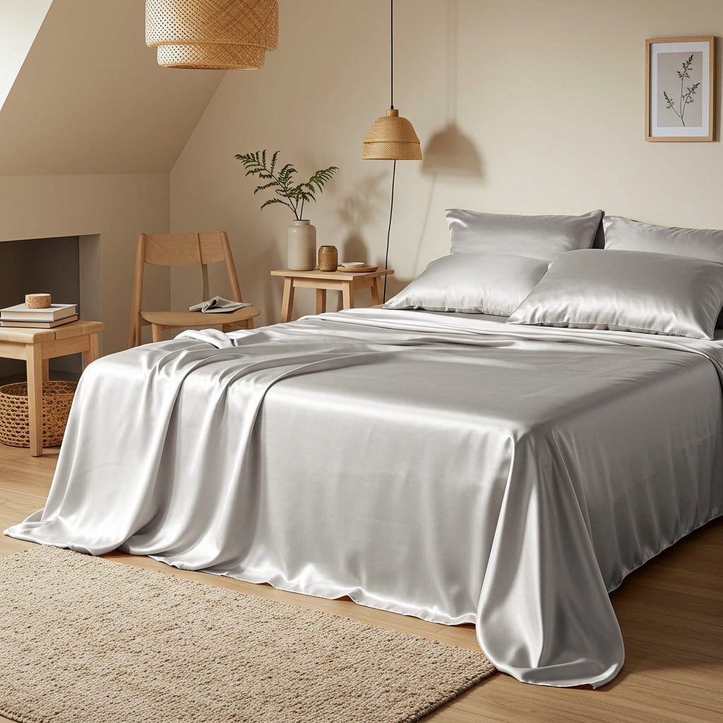 Satin Sheet Set Silver Buy Queen Sheets & Sets 9356422001912