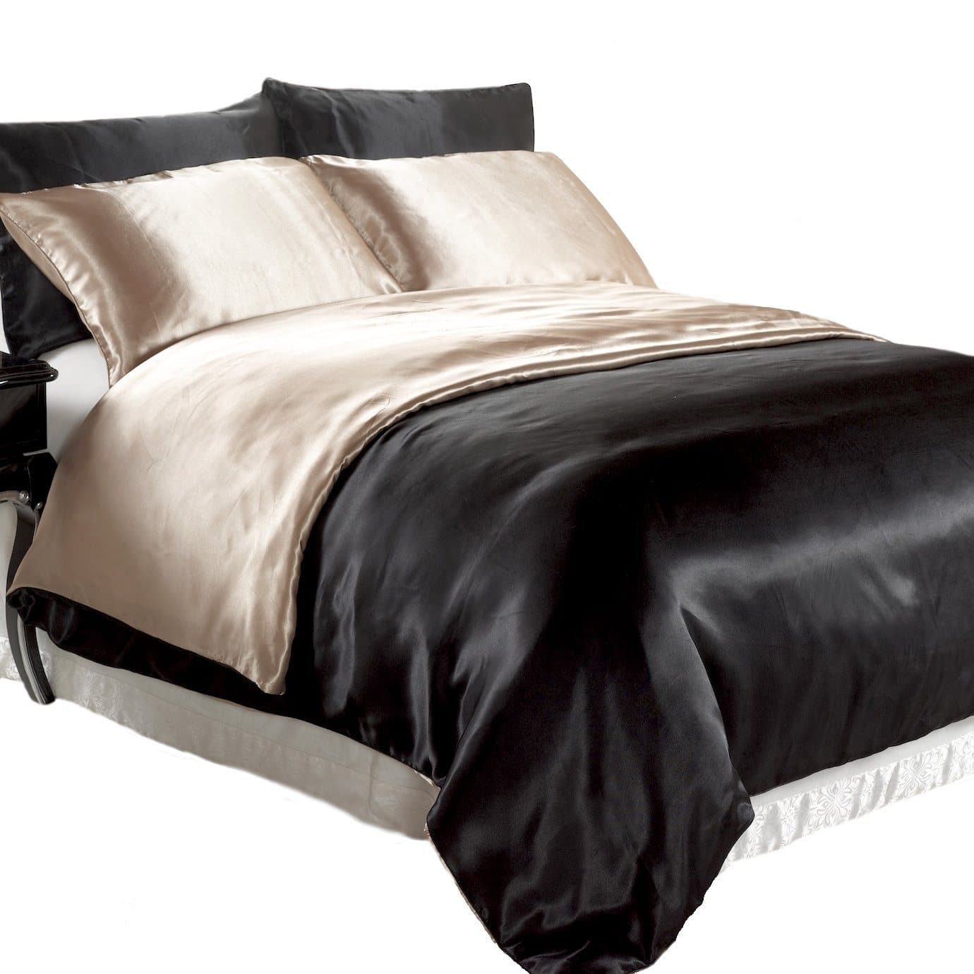 Satin Quilt Cover Black Champagne Reversible Buy Queen Quilt