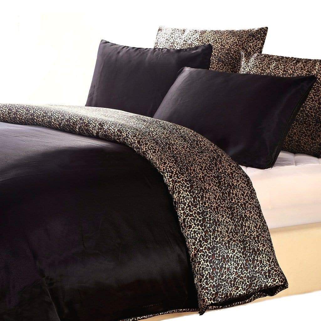 Satin Quilt Cover Black Leopard Print Reversible Buy King