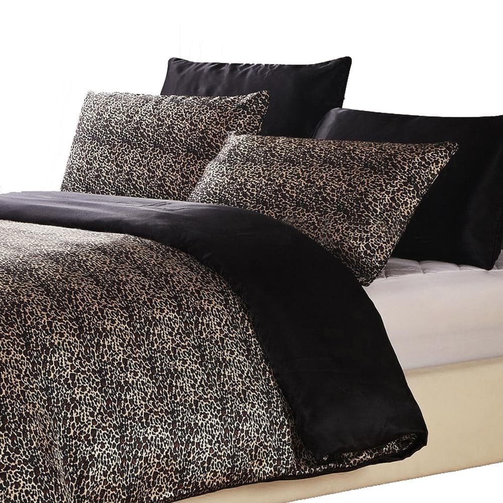 Satin Quilt Cover Black Leopard Print Reversible Buy King