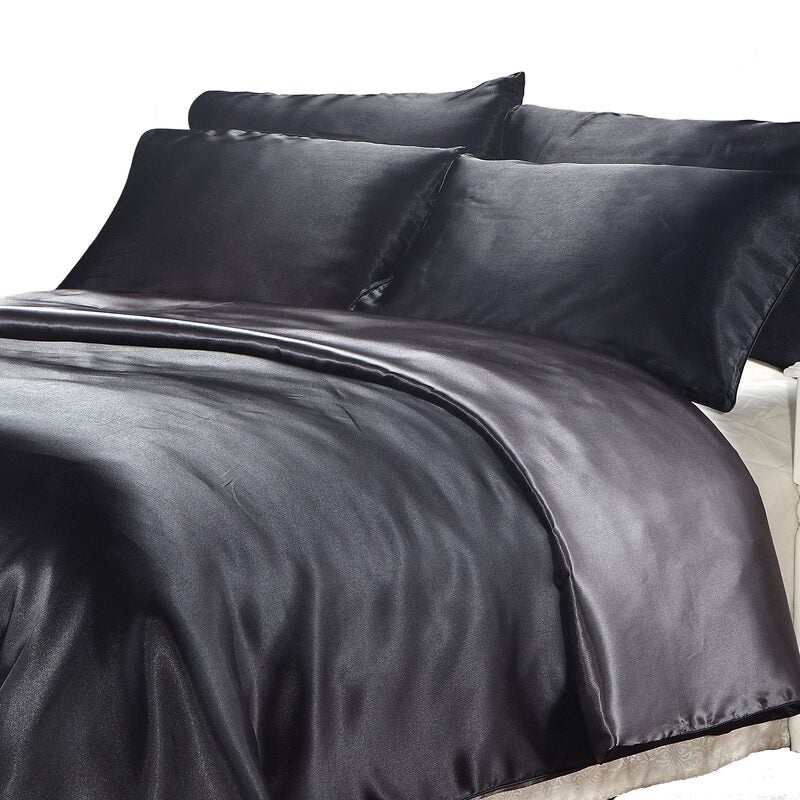 Satin Quilt Cover Charcoal Black Reversible Buy Queen Quilt