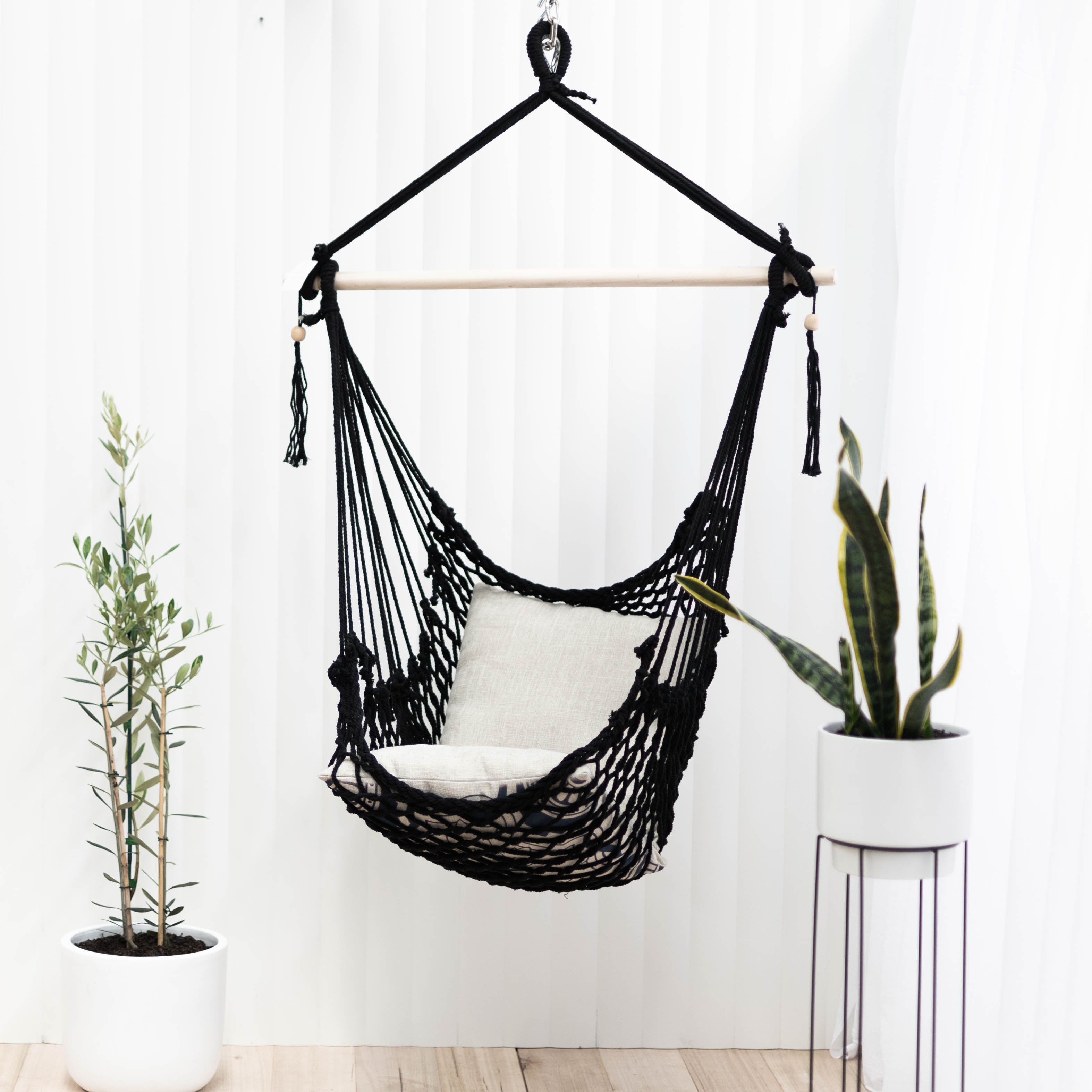 Salvador Macrame Hammock - Black | Buy Hammocks - 9356422004135