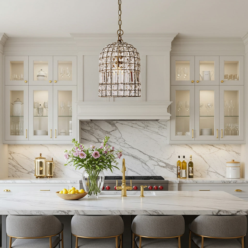 Whitney Dome Crystal Chandelier Brass Buy Chandeliers 9356422004401