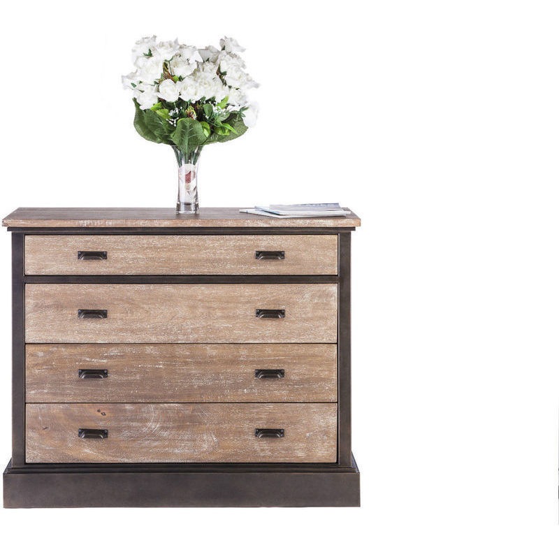 Wrought Iron & Wood 4 Drawer Tallboy Dresser 102cm Buy Tallboys