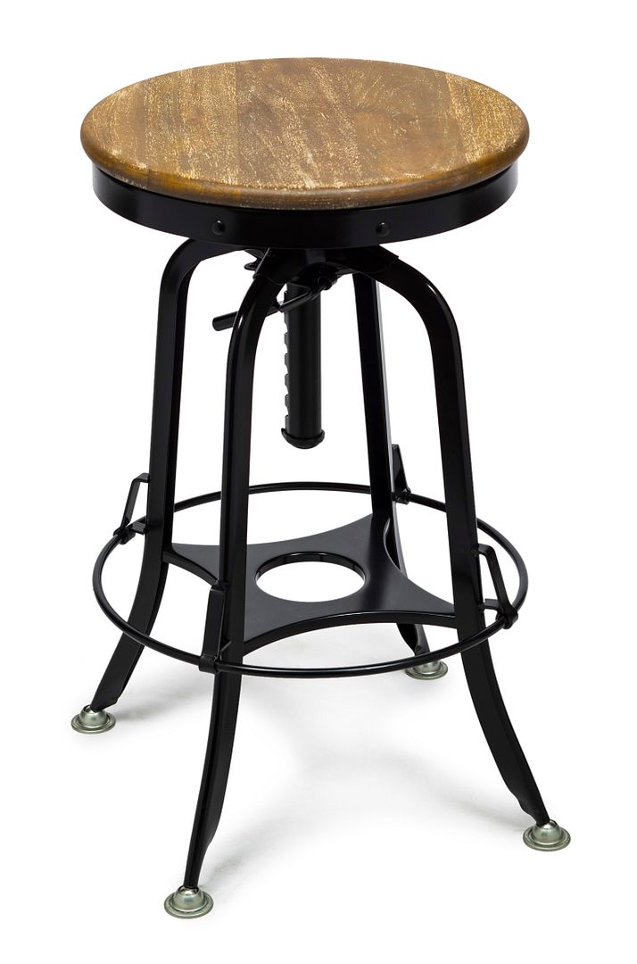 Industrial Adjustable Iron and Wood Bar Stool Black Buy Bar Stools 185397