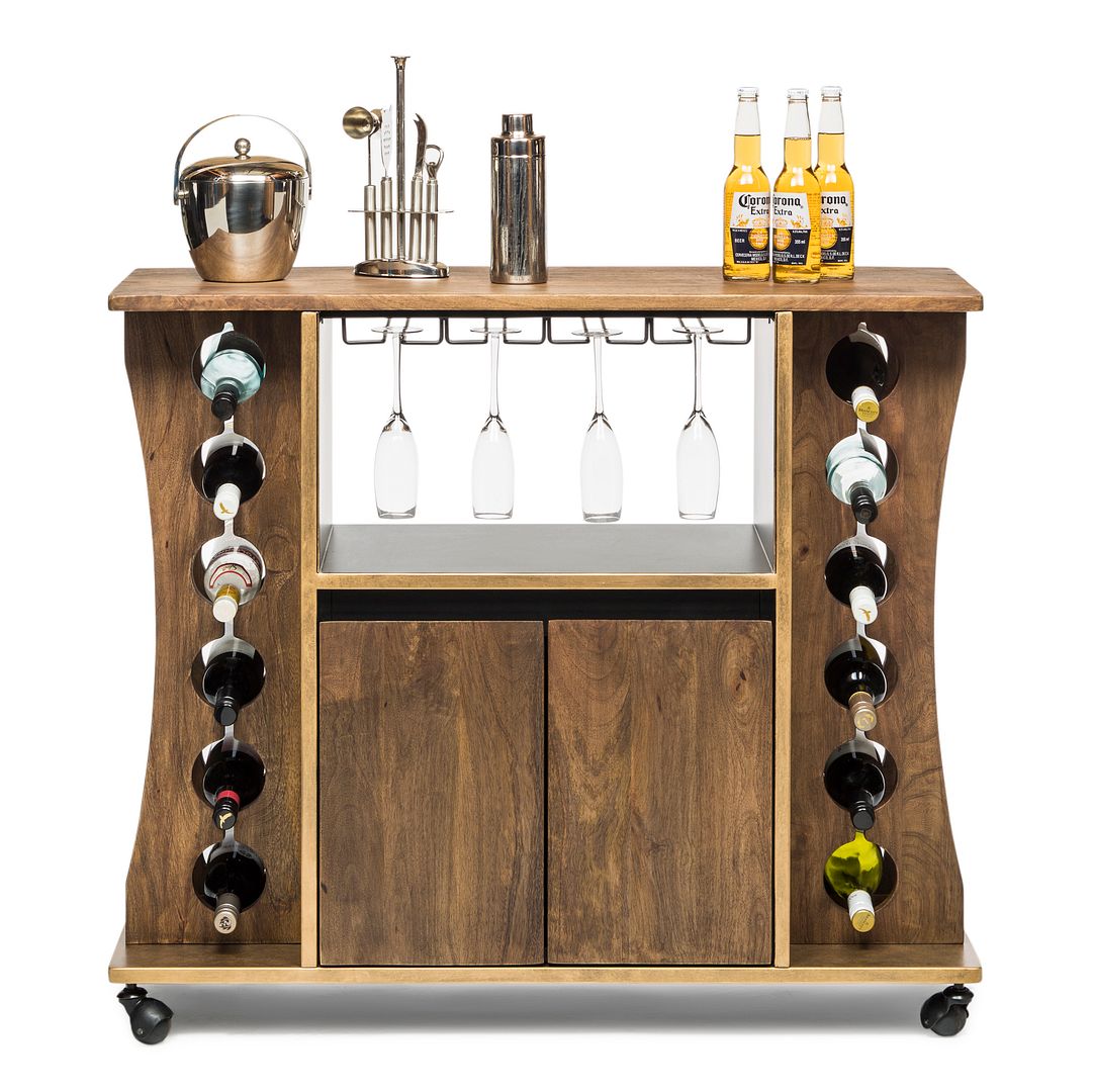 Wooden Wine Storage Rack Contemporary Bar Cart Drinks Buy
