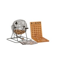 BINGO 75 PLAYER SET WITH METAL CAGE & WOODEN SCOREBOARD