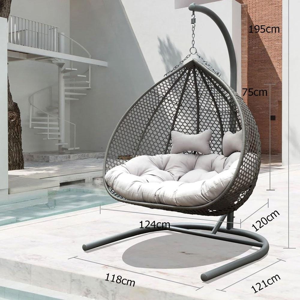 Alfie Double Hanging Egg Chair Grey with Light Grey