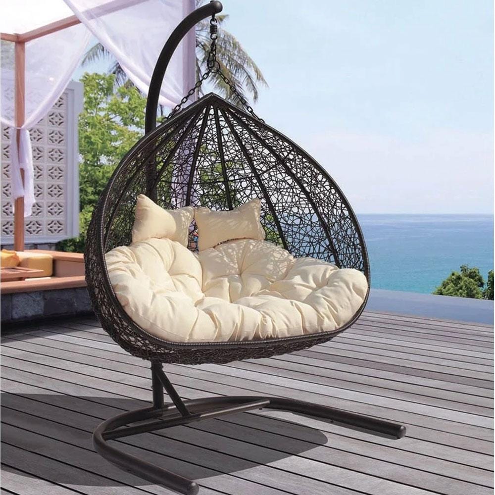 Double Hanging Egg Chairs / Luxury 2 Person Double Outdoor Patio