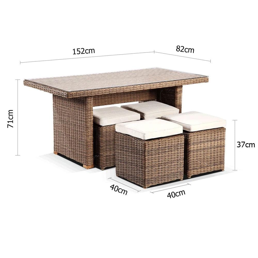 Half Round Wicker Dining Coffee Table With 4 Stowaway ...