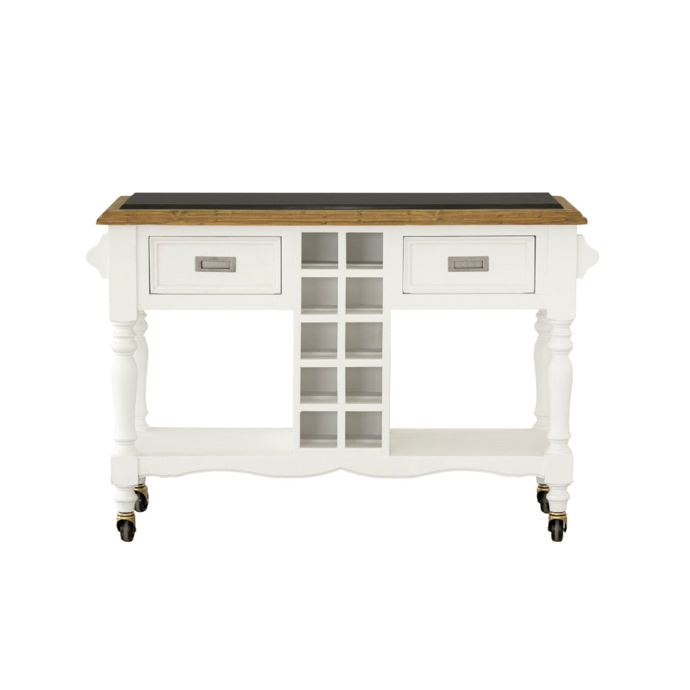 Hampton Kitchen Island Bench In Distressed White With