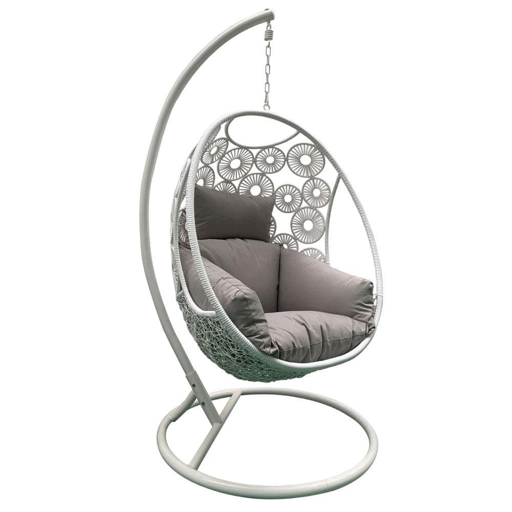 Havana Hanging Egg Chair In White With Stand Buy Hanging