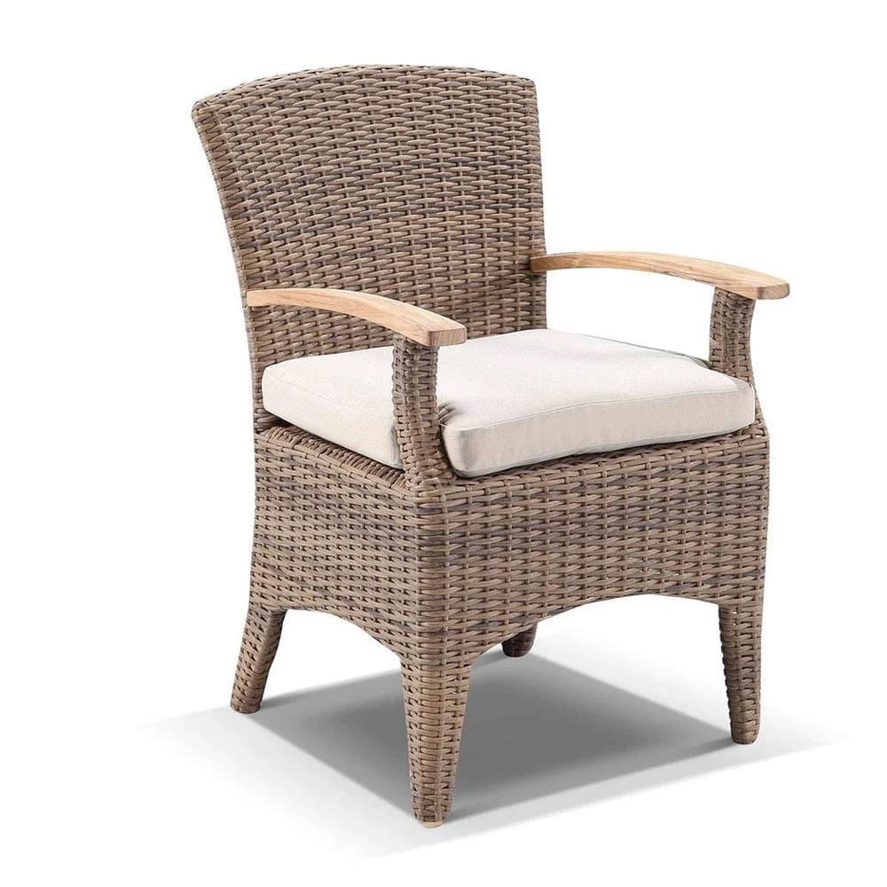 Kai Outdoor Wicker And Teak Dining Arm Chair In Half Round Wicker | Buy