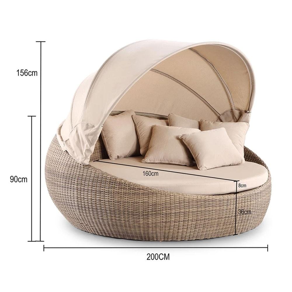 Large Newport Outdoor Wicker Round Daybed With Canopy | Kimberly | Buy