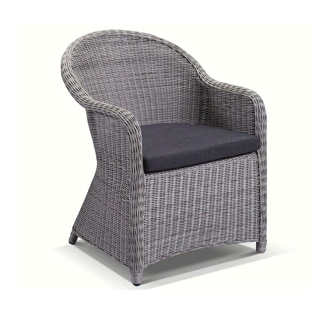 Plantation Full Round Wicker Dining Chair In Brushed Grey | Buy Outdoor
