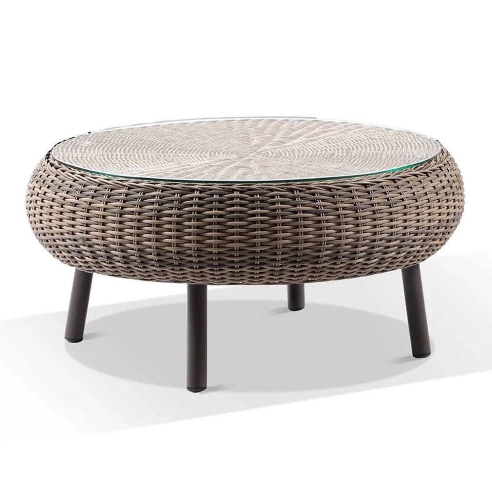 Woven Coffee Table Round / Mid-Century Woven Rattan Coffee Table