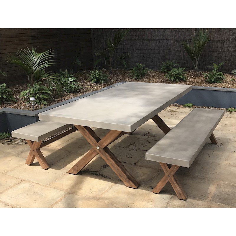 Rhodes 2m Poly Cement Dining Table With Bench Seats Buy Outdoor
