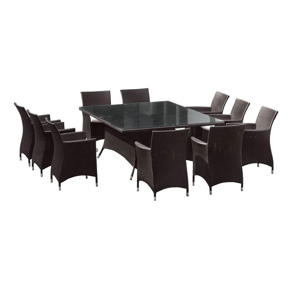 Sorrento 10 Seat Outdoor Wicker Glass Top Dining Table ...