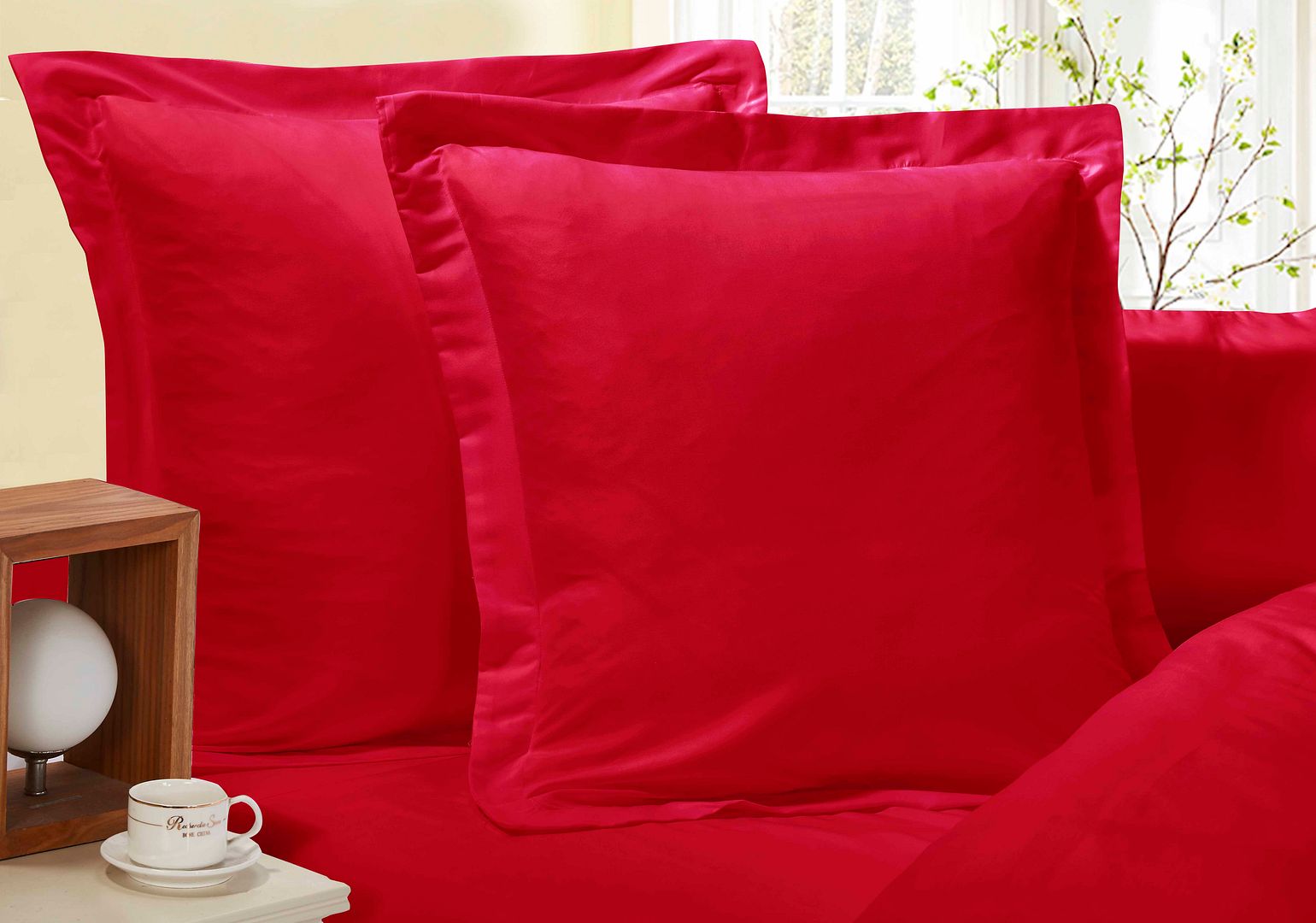 1000tc Premium Ultra Soft European Pillowcases 2 Pack Red Buy