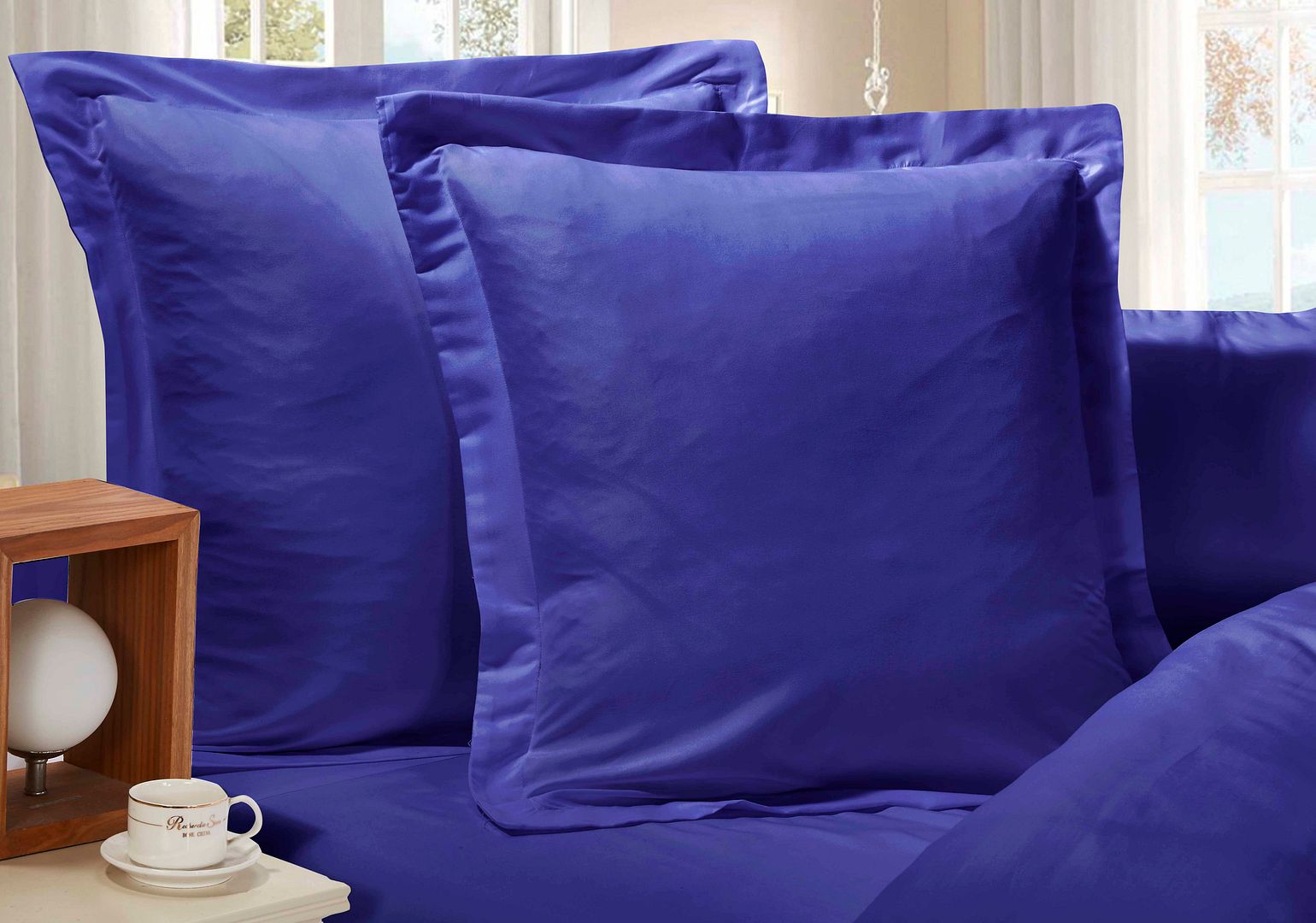 1000TC Premium Ultra Soft European Pillowcases 2Pack Royal Blue