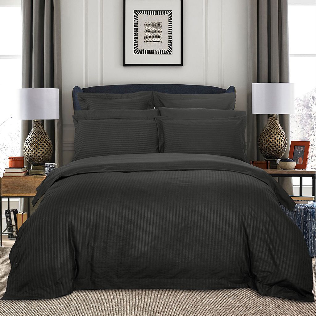 1000tc Super King Size Bed Ultra Soft Striped Quilt Doona Duvet