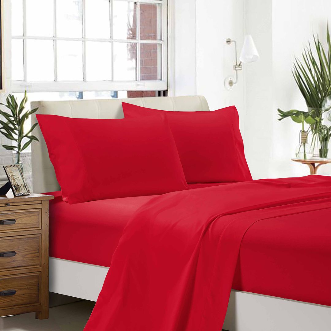 1000TC Ultra Soft 4Piece Queen Size Sheet Set Red Buy Queen Sheets