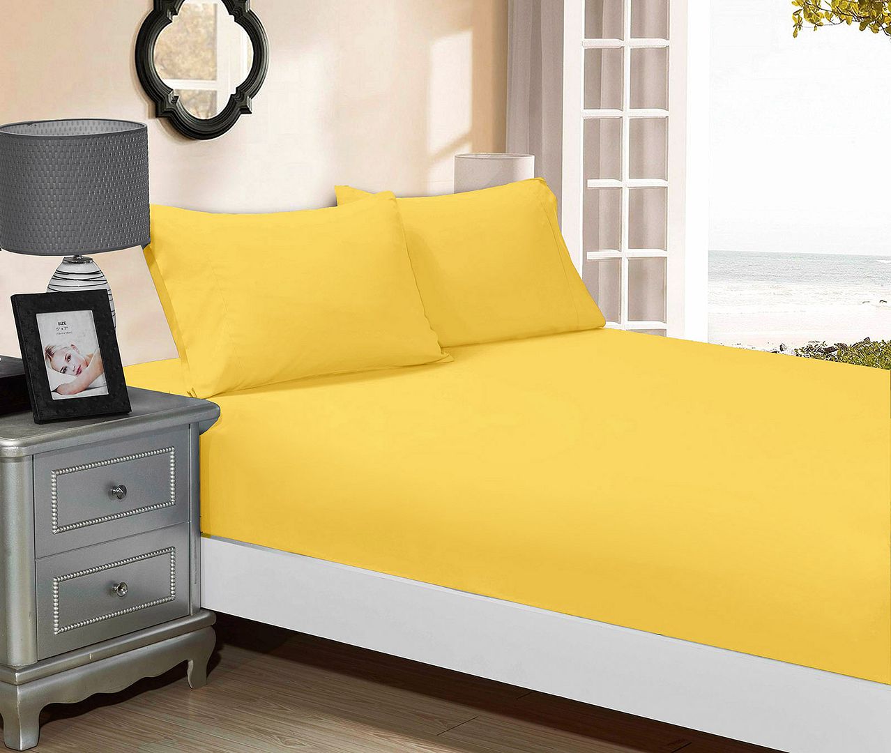 1000TC Ultra Soft Fitted Sheet & 2 Pillowcases Set Queen Size Bed