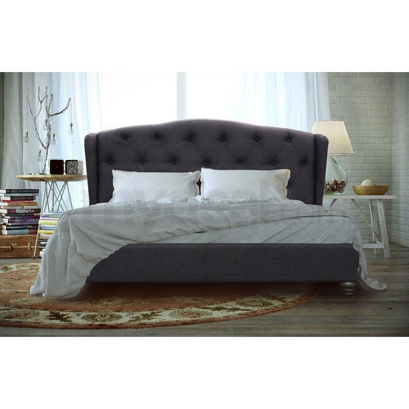 French Provincial King Fabric Bed Frame Dark Grey Buy King Size Bed