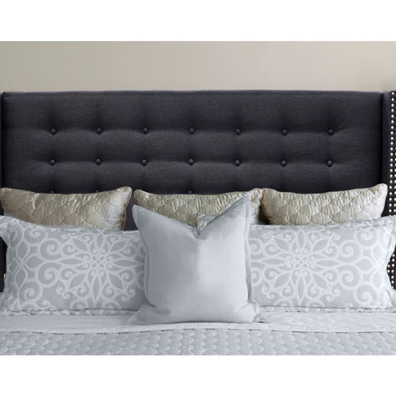 Mayfair Queen Studded Fabric Wingback Bedhead Black Buy Queen Size