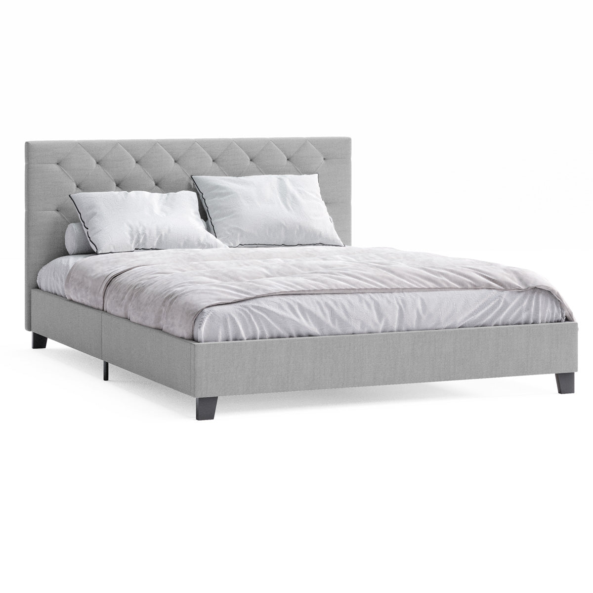 Ash Grey Fabric Diamond Bed Frame in King Queen & Double Size Buy Bed