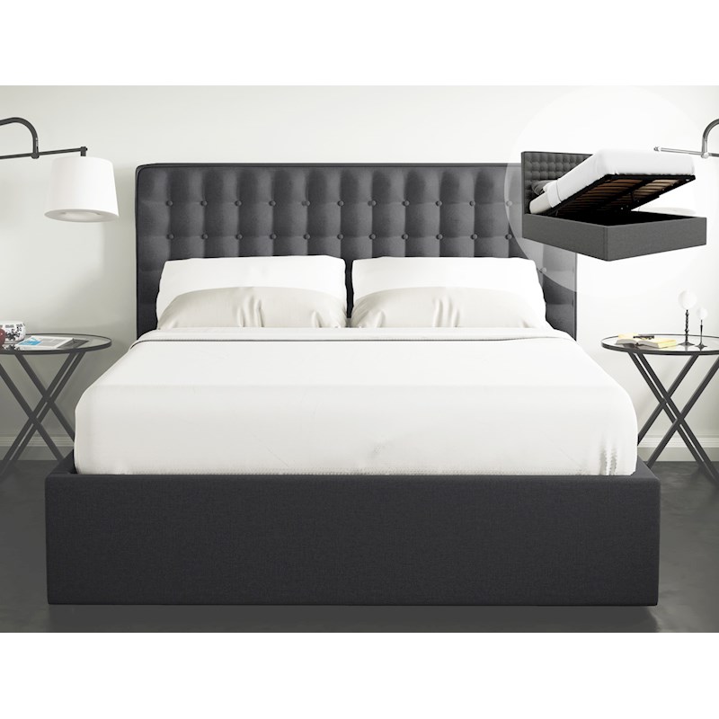 Luxury Fabric Gas Lift Storage Bed Frame In King And Queen Sizes