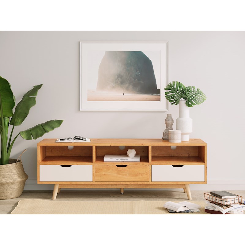 Scandinavian Tv Cabinet Entertainment Unit With 3 Drawers Buy