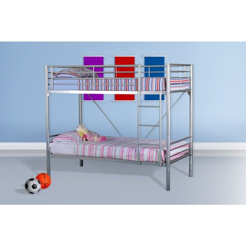 Jersey Single Size Tubular Steel Bunk Bed in Silver Buy Bunk Beds