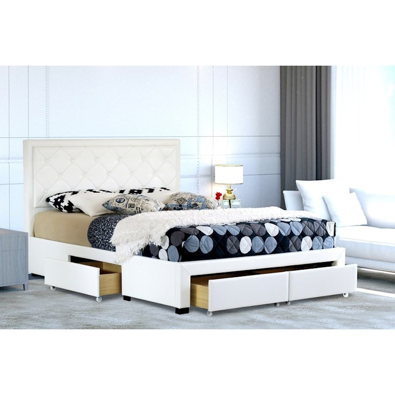 Maltravers King Drawer Storage Pu Leather Bed Frame White Buy