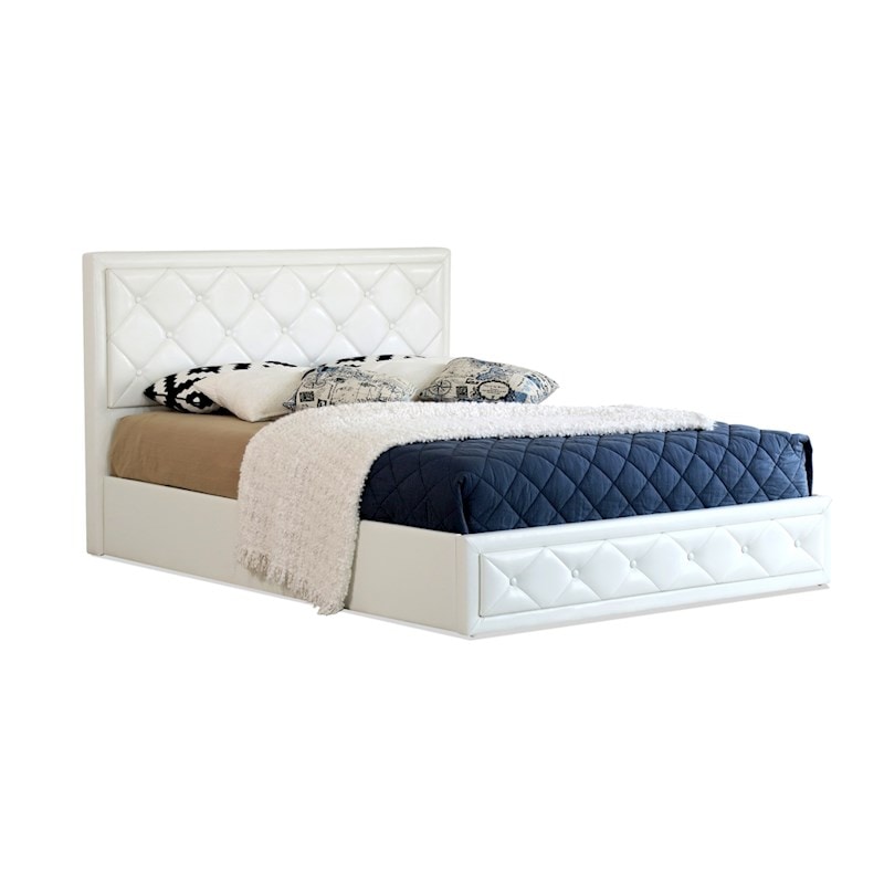 Maltravers Queen Gas Lift Storage Pu Leather Bed Frame White Buy