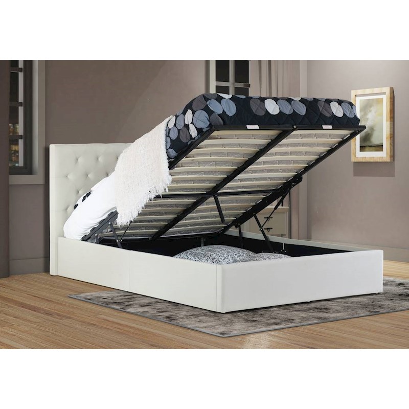 Windsor King Size Gas Lift Storage Fabric Bed Frame in Beige Buy King