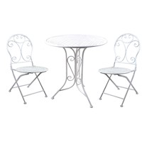 Cream Metal indoor outdoor table & chairs