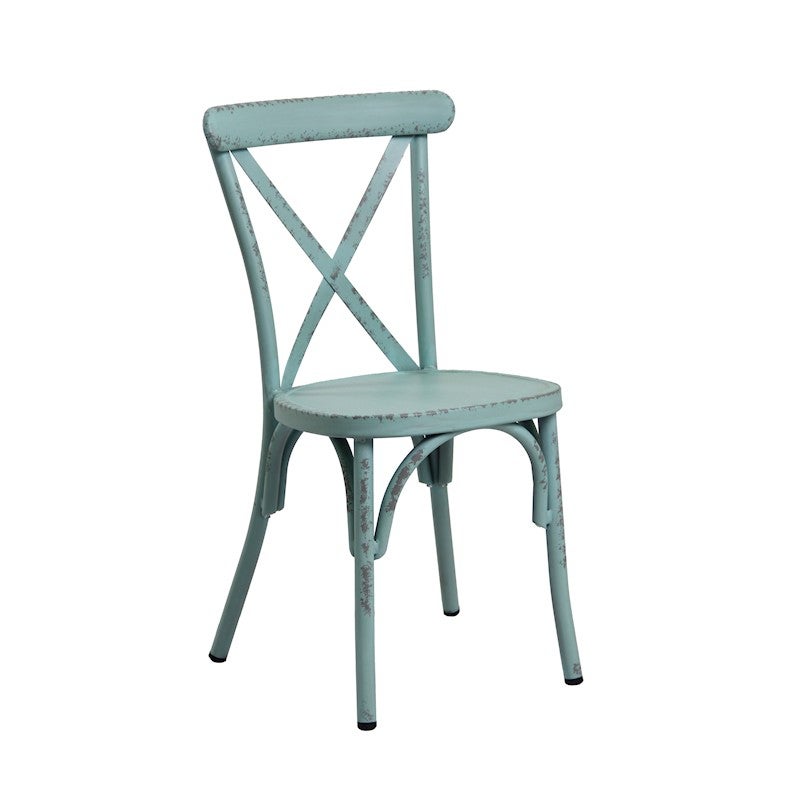 Retro Blue Aluminium Cross Back Chair Set Of 2 Buy Dining Chairs