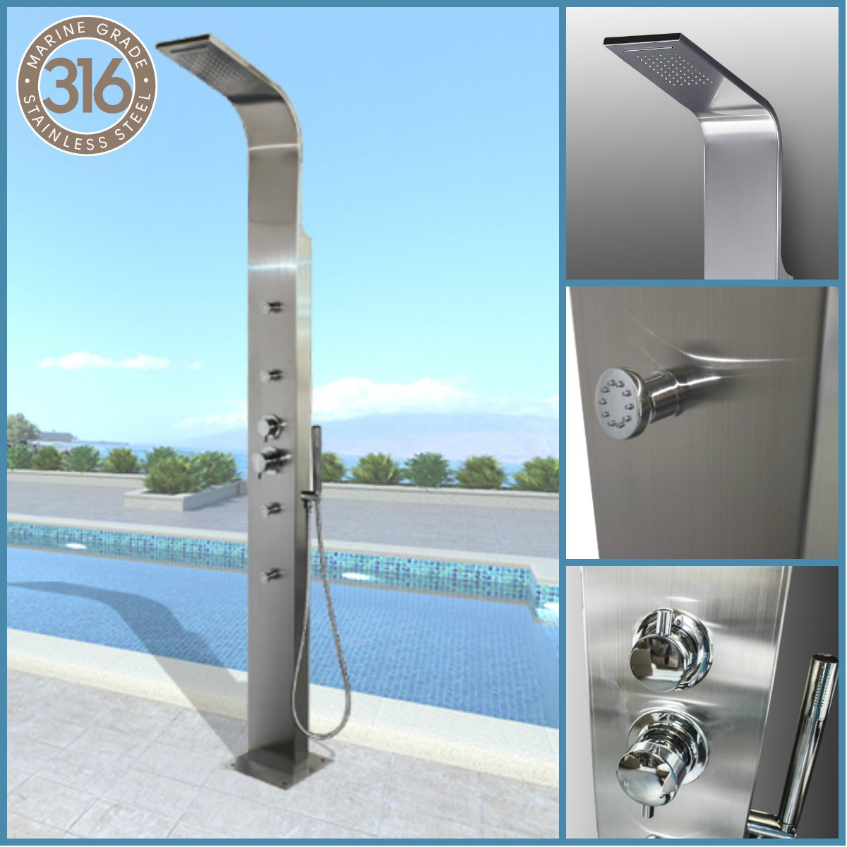 Brighton Silver 316 Stainless Steel Marine Grade Watermark Registered