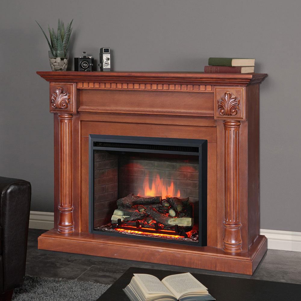 Berkley 2000W Electric Fireplace Heater Mantel Suite Brown Buy