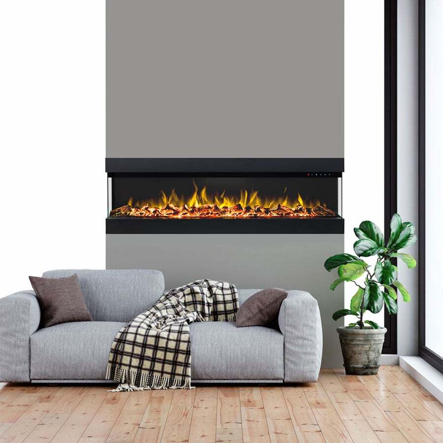 Zevoko 1600W 3 Sided 60 Inch Recessed / Wall Mounted Electric Fireplace