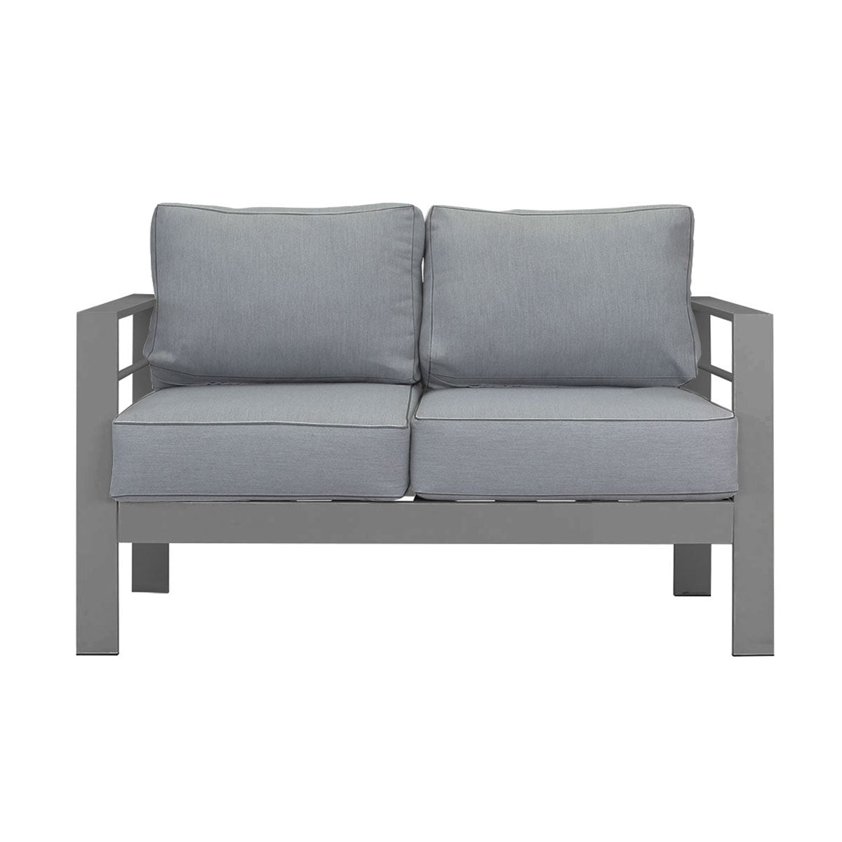 Paris 2 Seater Charcoal Aluminium Outdoor Sofa Lounge with Arms Grey