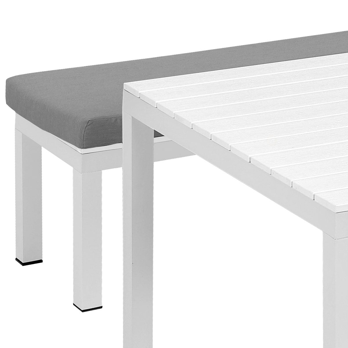 Paris 3 Piece White Aluminium Outdoor Bench Dining Set ...