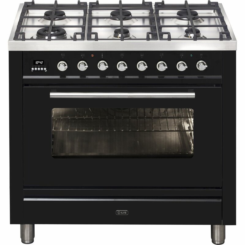 ILVE 90cm Black Freestanding Dual Fuel Oven/Stove NT96WMP/BK | Buy ...