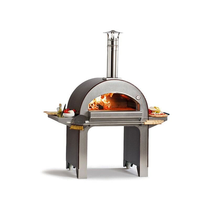 Alfa Wood Fired Pizza Oven Forno 4 Pizze Copper with Trolley Stand