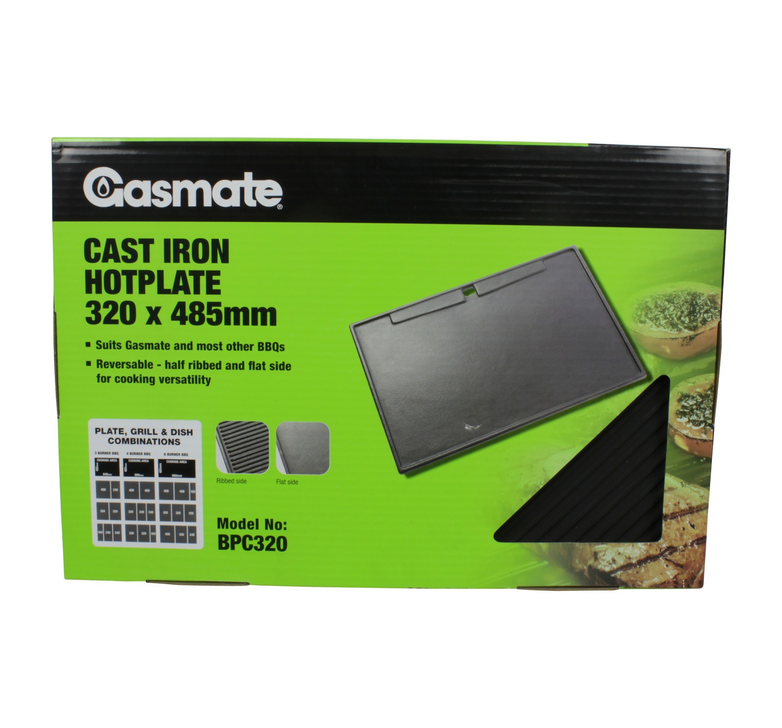 Gasmate Cast Iron BBQ Hot Plate 320mm x 485mm (BPC320) Buy Grill