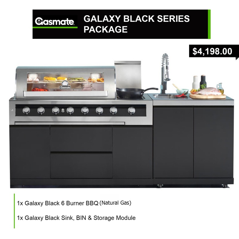 gasmate galaxy black hood lpg outdoor kitchen