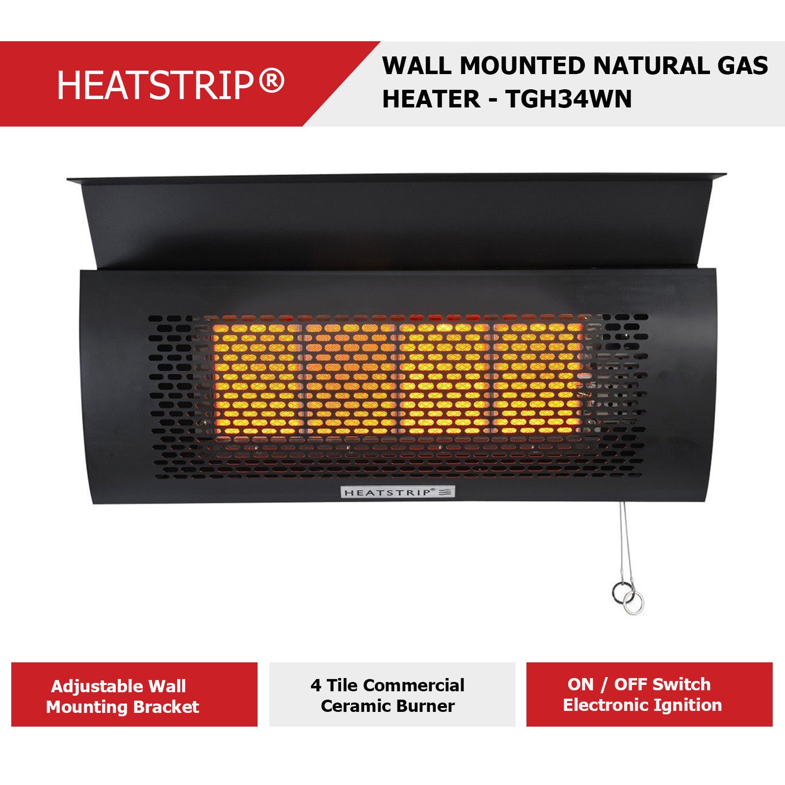 Heatstrip Wall Mounted Natural Gas Heater Ng 34mj 4 Tile High