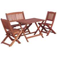 vidaXL 4 Pieces Solid Eucalyptus Wood Outdoor Children Dining Set Folding